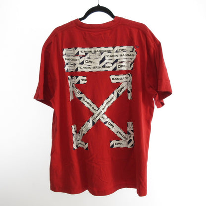 【中古】OFF-WHITE | オフホワイト AIRPORT TAPE ARROWS S/S OVER TEE 半袖Ｔシャツ OMAA038S20185003 並行品 レッド サイズ：M