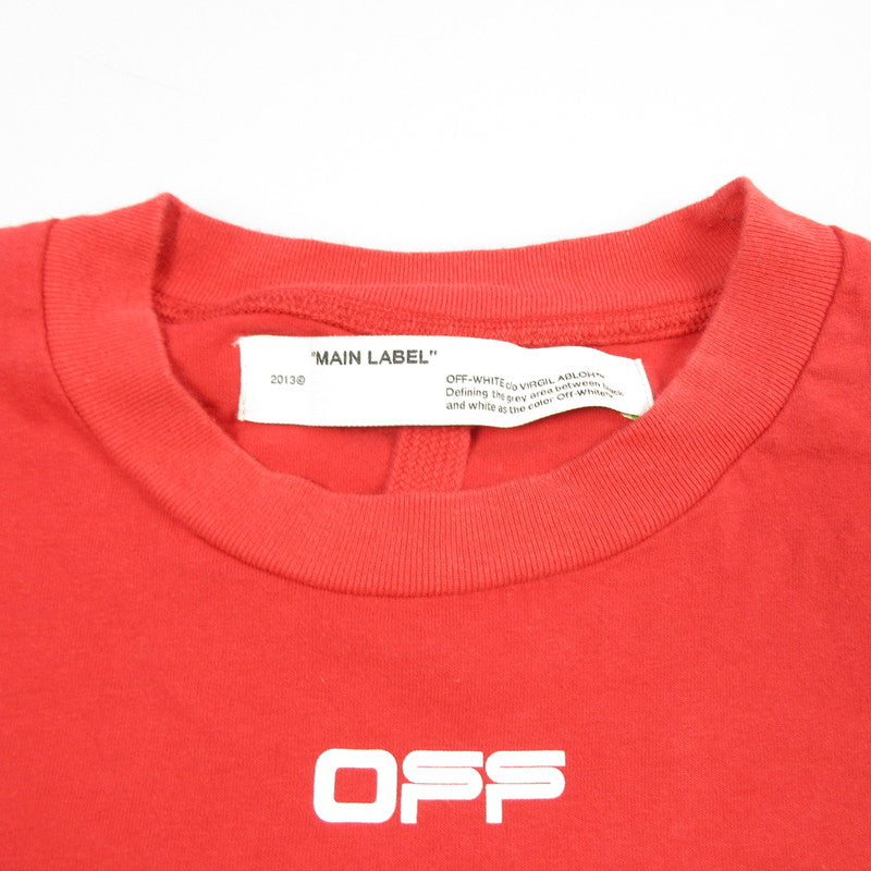 【中古】OFF-WHITE | オフホワイト AIRPORT TAPE ARROWS S/S OVER TEE 半袖Ｔシャツ OMAA038S20185003 並行品 レッド サイズ：M