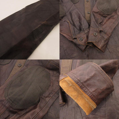 【中古】JUNYA WATANABE COMME des GARCONS MAN | ジュンヤワタナベコムデギャルソンマン ホースレザー異素材切替 長袖シャツ WS-B001 ブラウン サイズ：M