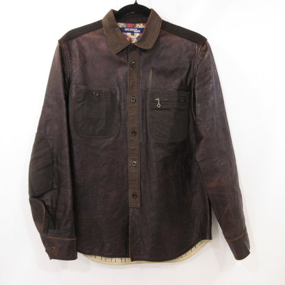 【中古】JUNYA WATANABE COMME des GARCONS MAN | ジュンヤワタナベコムデギャルソンマン ホースレザー異素材切替 長袖シャツ WS-B001 ブラウン サイズ：M