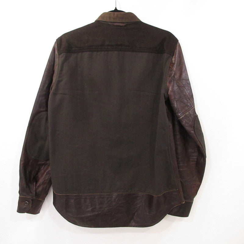 【中古】JUNYA WATANABE COMME des GARCONS MAN | ジュンヤワタナベコムデギャルソンマン ホースレザー異素材切替 長袖シャツ WS-B001 ブラウン サイズ：M