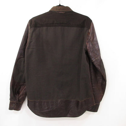 【中古】JUNYA WATANABE COMME des GARCONS MAN | ジュンヤワタナベコムデギャルソンマン ホースレザー異素材切替 長袖シャツ WS-B001 ブラウン サイズ：M