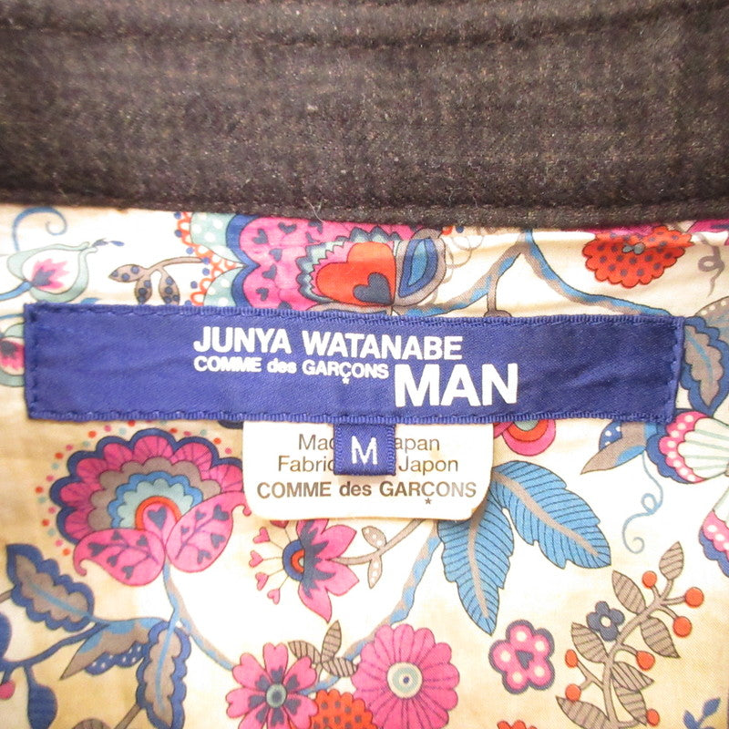 【中古】JUNYA WATANABE COMME des GARCONS MAN | ジュンヤワタナベコムデギャルソンマン ホースレザー異素材切替 長袖シャツ WS-B001 ブラウン サイズ：M