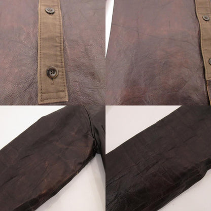 【中古】JUNYA WATANABE COMME des GARCONS MAN | ジュンヤワタナベコムデギャルソンマン ホースレザー異素材切替 長袖シャツ WS-B001 ブラウン サイズ：M