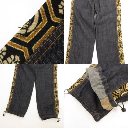 【中古】 和柄家紋 デニムパンツ ネイビー サイズ：34