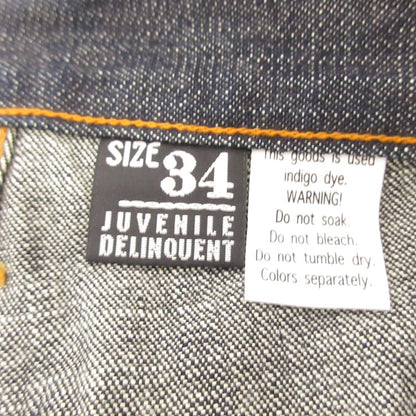 【中古】 和柄家紋 デニムパンツ ネイビー サイズ：34