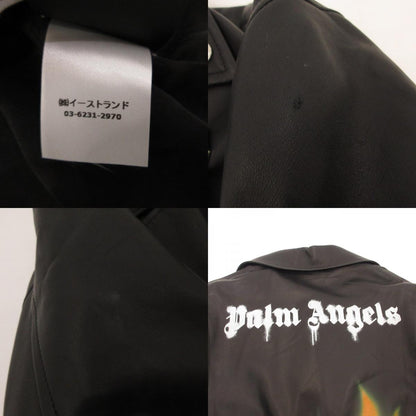 【中古】Palm Angels | パームエンジェルス LEATHER BURNING BIKER JACKET WITH FLAMES MOTIF レザー PMJG007F22LEA0011001 国内正規品 ブラック サイズ：M