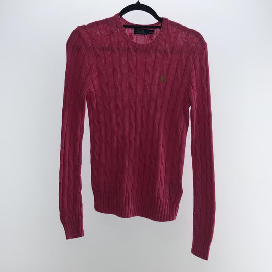 【中古】POLO RALPH LAUREN | ポロ・ラルフローレン ケーブルニットコットンクルーネック セーター ピンク サイズ：S