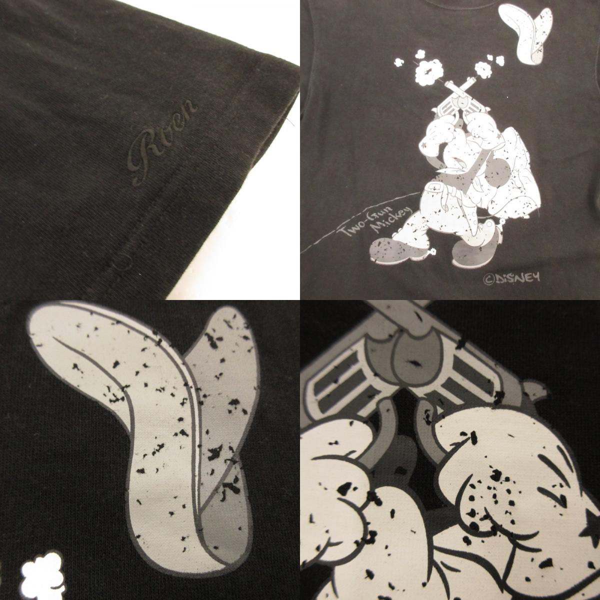 【中古】roar | ロアー ミッキー2丁拳銃スワロフスキー 半袖Ｔシャツ ブラック サイズ：42