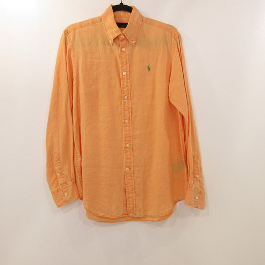 【中古】RALPH LAUREN | ラルフローレン ボタンダウンリネンシャツ 長袖シャツ オレンジ サイズ：S