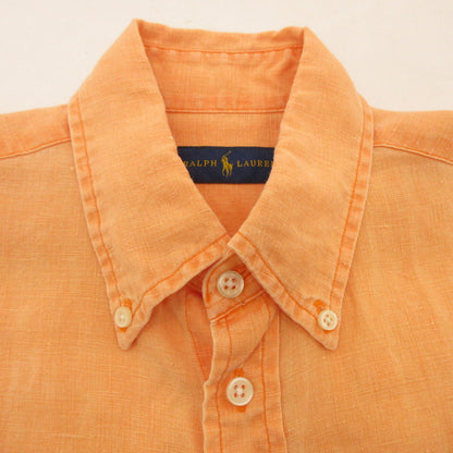 【中古】RALPH LAUREN | ラルフローレン ボタンダウンリネンシャツ 長袖シャツ オレンジ サイズ：S