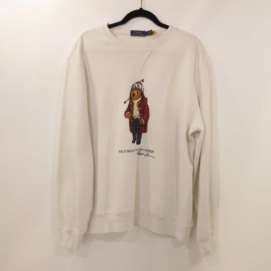 【中古】POLO RALPH LAUREN | ポロ・ラルフローレン HOLIDAY BEAR FLEECE CREW スウェット RL710953718 ホワイト サイズ：L
