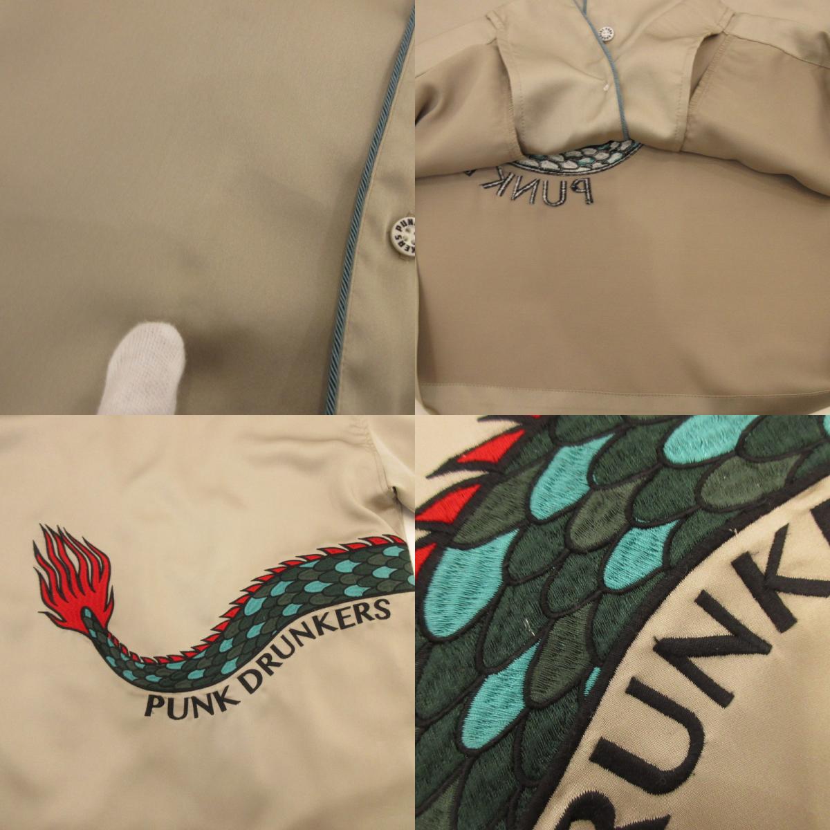 【中古】PUNKDRUNKERS | パンクドランカーズ ドラゴン開衿シャツ 長袖シャツ シルバー サイズ：M