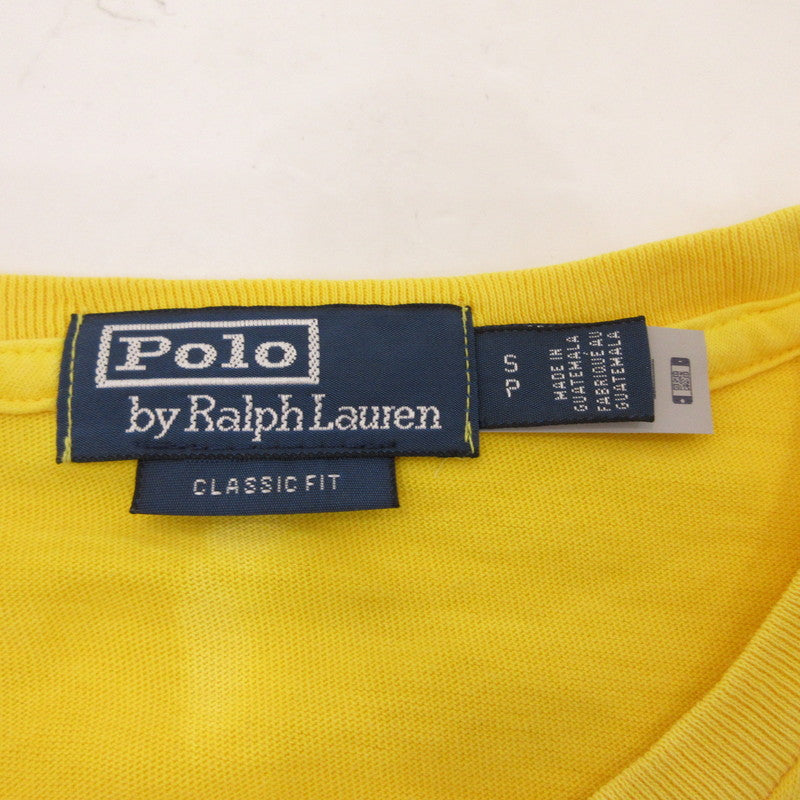【中古】POLO RALPH LAUREN | ポロ・ラルフローレン オウムアップリケ刺繍 半袖Ｔシャツ USED加工 イエロー サイズ：S