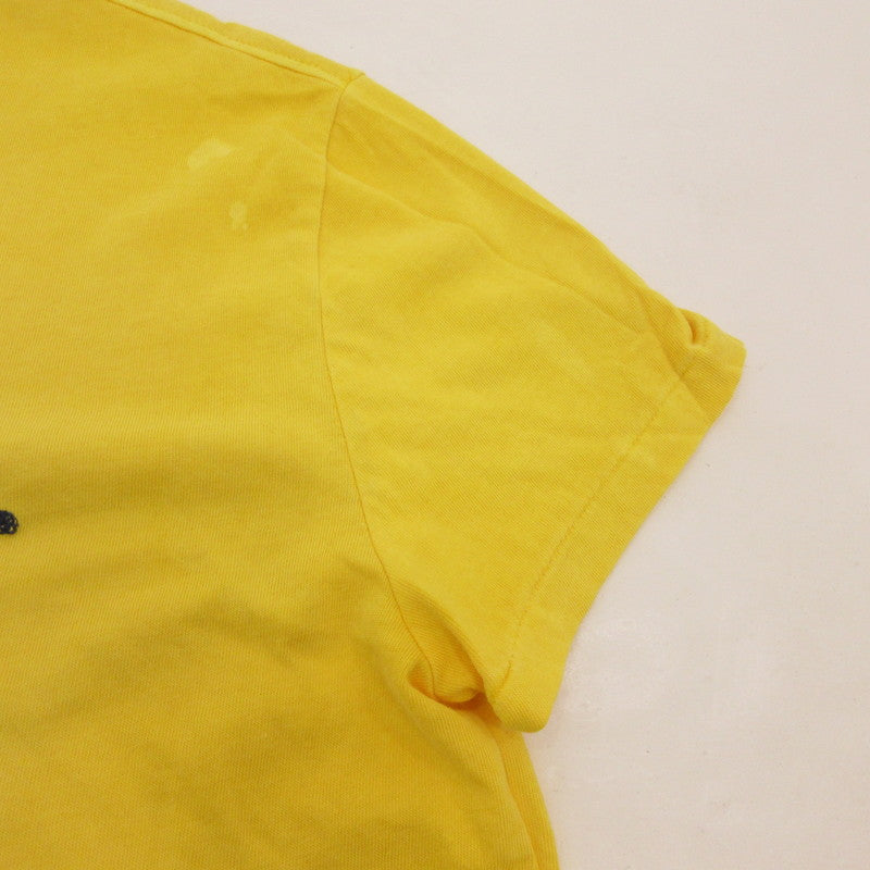 【中古】POLO RALPH LAUREN | ポロ・ラルフローレン オウムアップリケ刺繍 半袖Ｔシャツ USED加工 イエロー サイズ：S