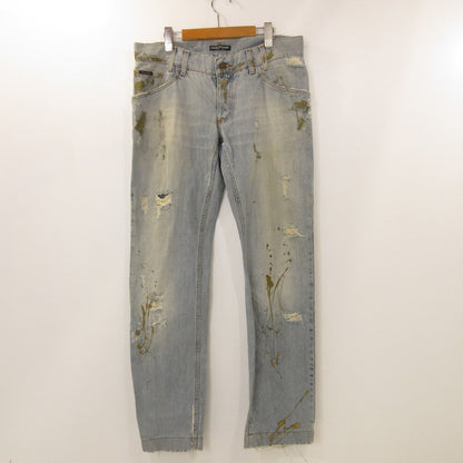 【中古】DOLCE & GABBANA | ドルチェアンドガッバーナ デニムパンツ G3016D G8054 クラッシュペイント加工 ブルー サイズ：52