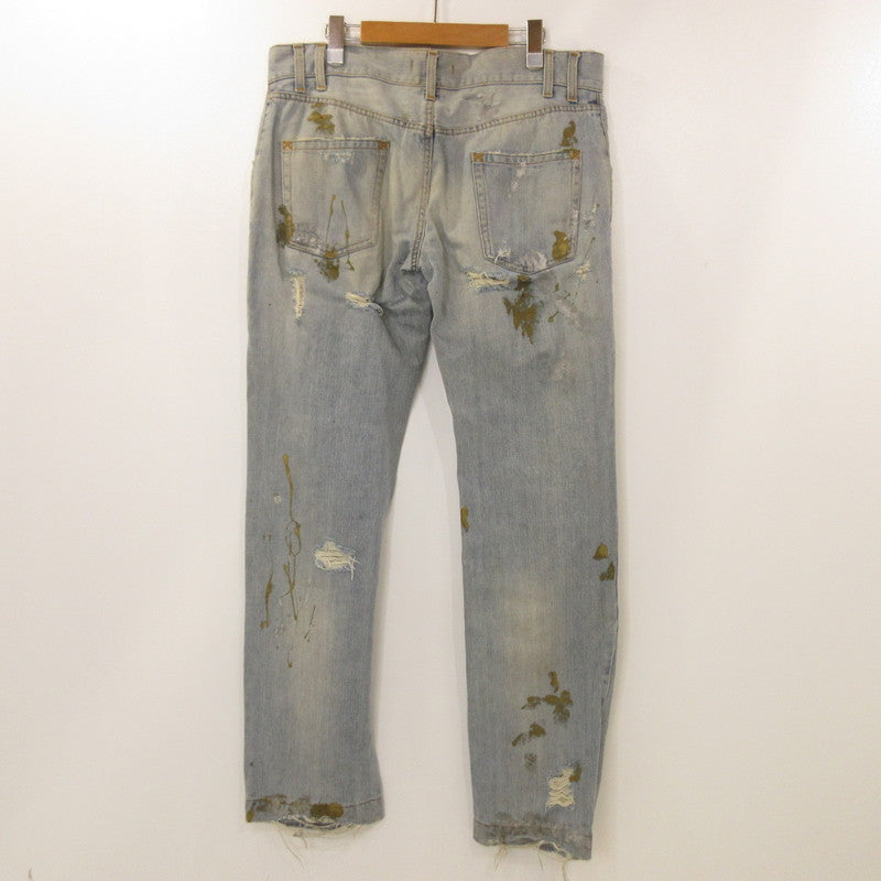 【中古】DOLCE & GABBANA | ドルチェアンドガッバーナ デニムパンツ G3016D G8054 クラッシュペイント加工 ブルー サイズ：52