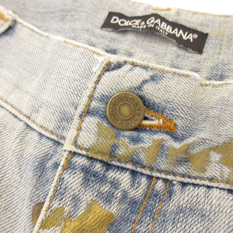 【中古】DOLCE & GABBANA | ドルチェアンドガッバーナ デニムパンツ G3016D G8054 クラッシュペイント加工 ブルー サイズ：52