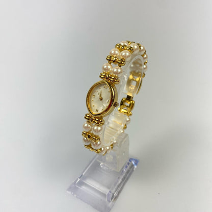 【中古】 パール 腕時計 ゴールド