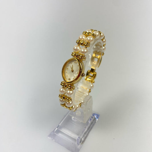 【中古】 パール 腕時計 ゴールド