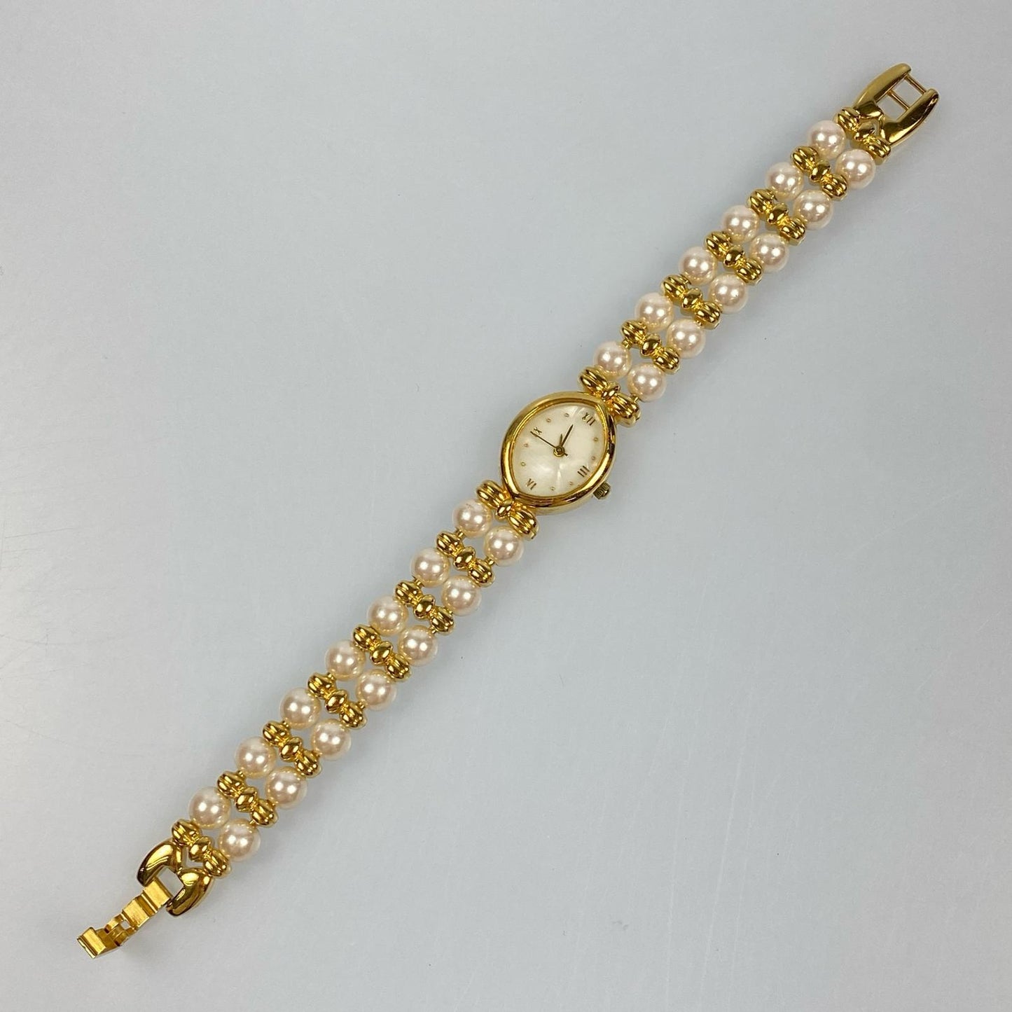 【中古】 パール 腕時計 ゴールド
