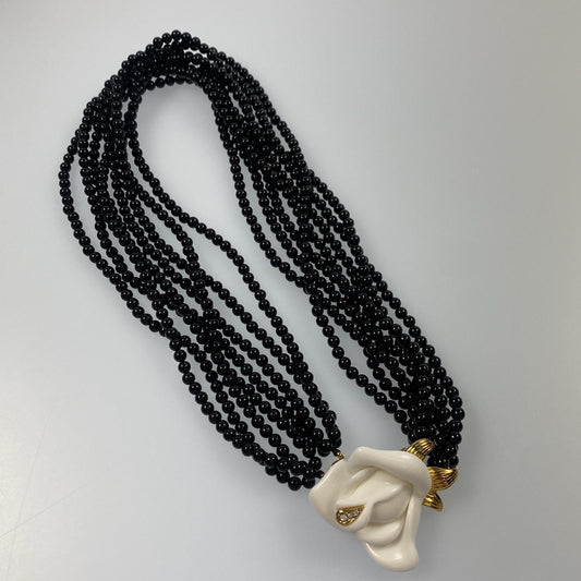 【中古】 白薔薇/8連 ネックレス ブラック