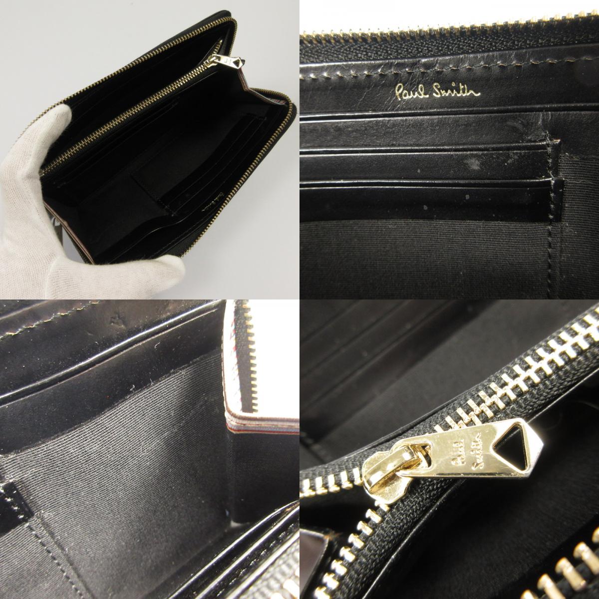 【中古】Paul Smith | ポール・スミス レザーリュクスシャインラウンドジップ 長財布 843420 P566 ブラック