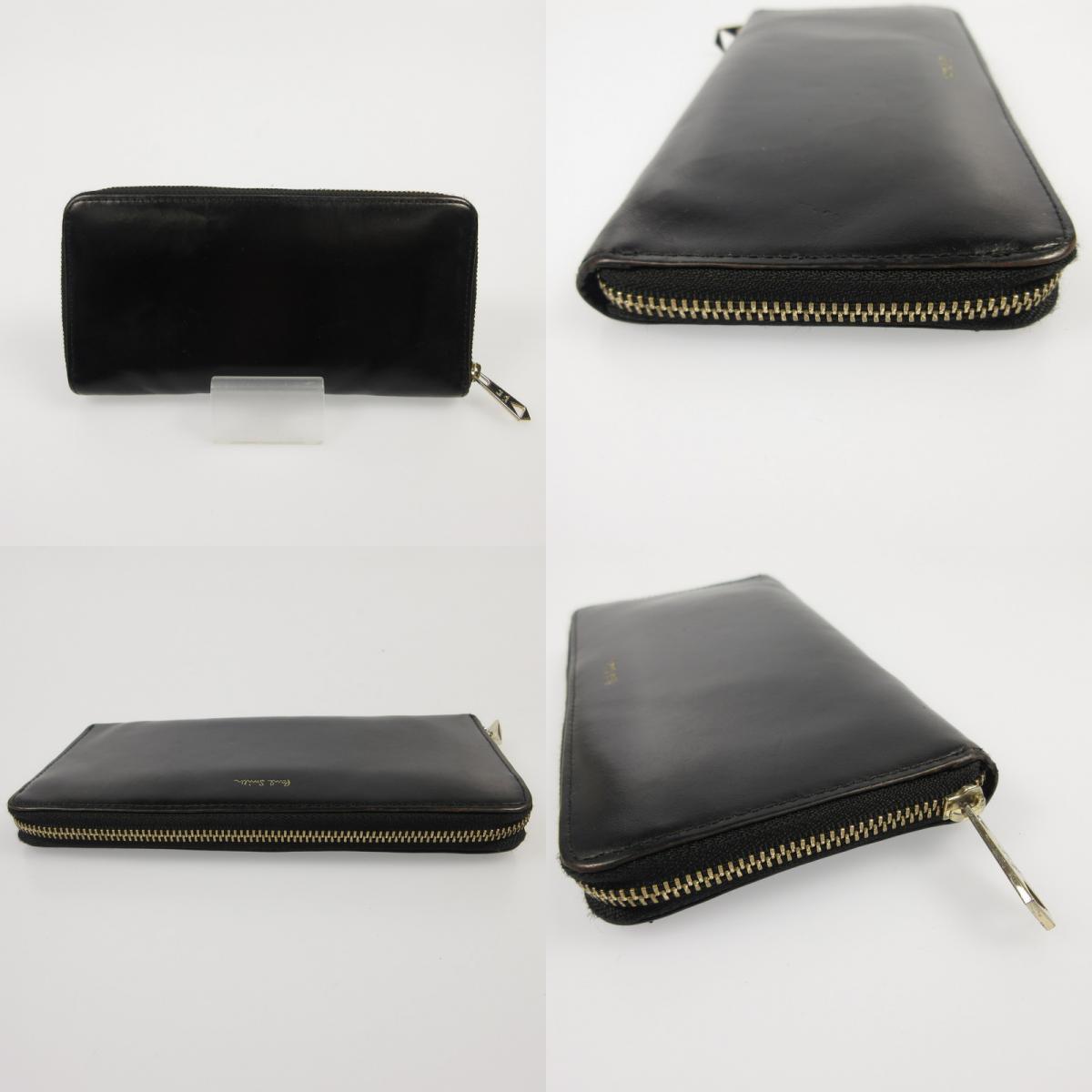 【中古】Paul Smith | ポール・スミス レザーリュクスシャインラウンドジップ 長財布 843420 P566 ブラック