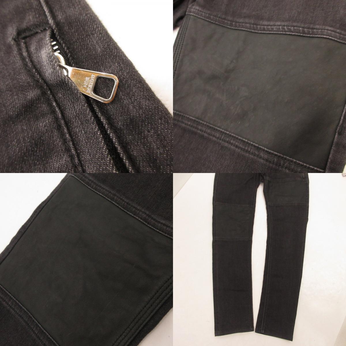 【中古】NEIL BARRETT | ニールバレット LEATHER PATSHED SUPER SKINNY LEG JEAN デニムパンツ PBDE162C E804T 国内正規品 グレー サイズ：30