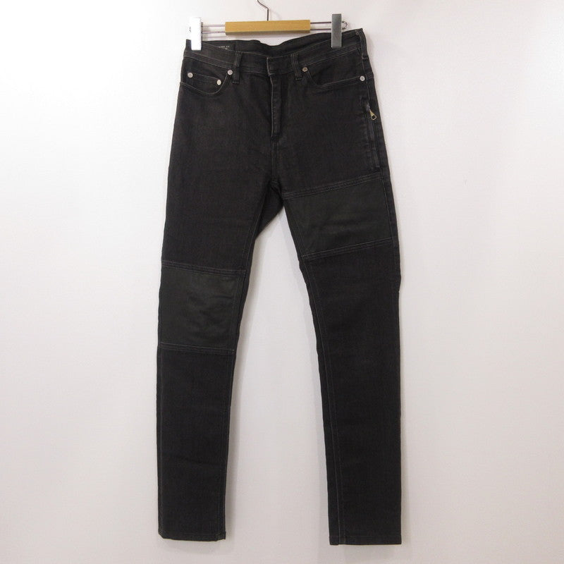 【中古】NEIL BARRETT | ニールバレット LEATHER PATSHED SUPER SKINNY LEG JEAN デニムパンツ PBDE162C E804T 国内正規品 グレー サイズ：30
