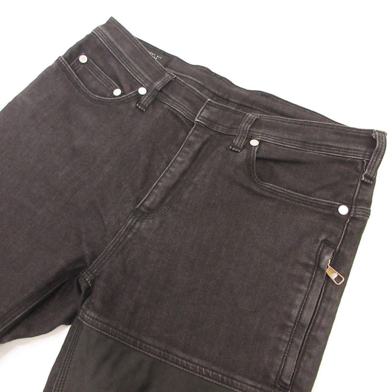 【中古】NEIL BARRETT | ニールバレット LEATHER PATSHED SUPER SKINNY LEG JEAN デニムパンツ PBDE162C E804T 国内正規品 グレー サイズ：30