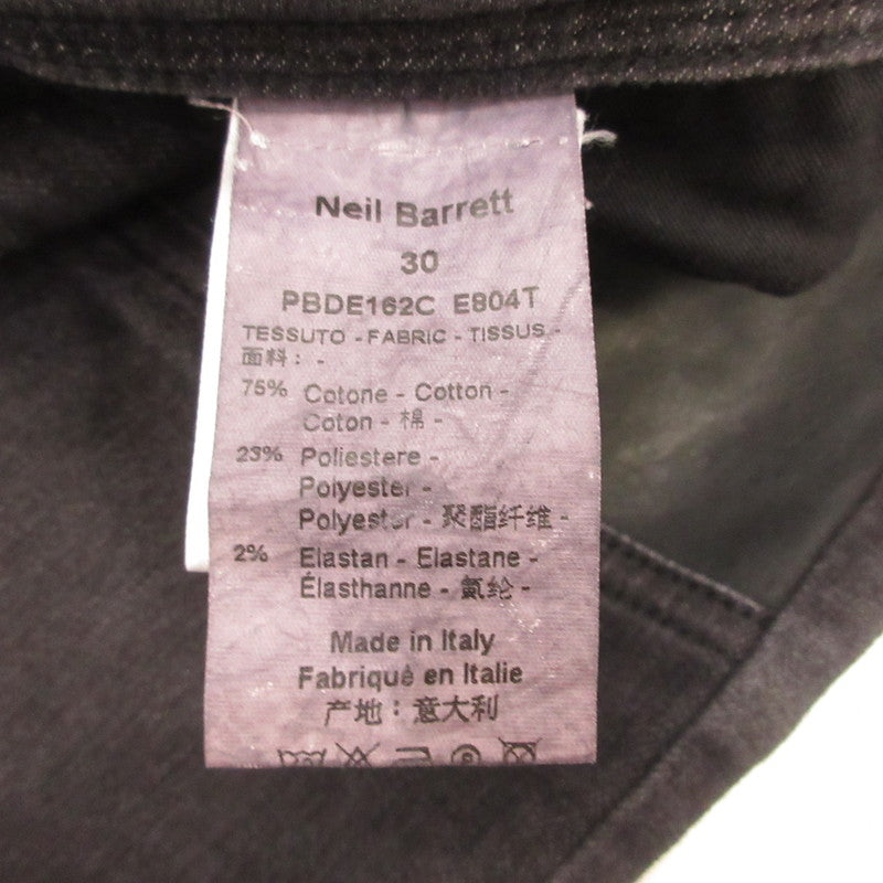 【中古】NEIL BARRETT | ニールバレット LEATHER PATSHED SUPER SKINNY LEG JEAN デニムパンツ PBDE162C E804T 国内正規品 グレー サイズ：30