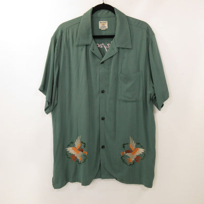 【中古】HOUSTON | ヒューストン SOUVENIR SHIRT 半袖シャツ 40686 グリーン サイズ：L
