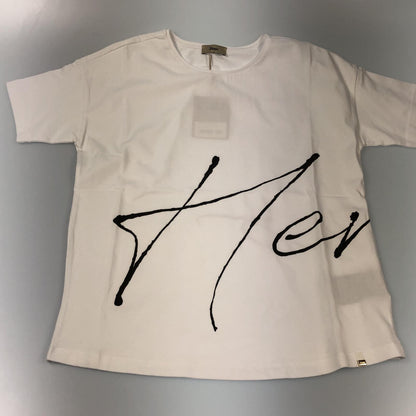 【中古】Herno | ヘルノ 手描き風ロゴプリントTシャツ 半袖Ｔシャツ JG000178D 2023S/S ホワイト サイズ：40