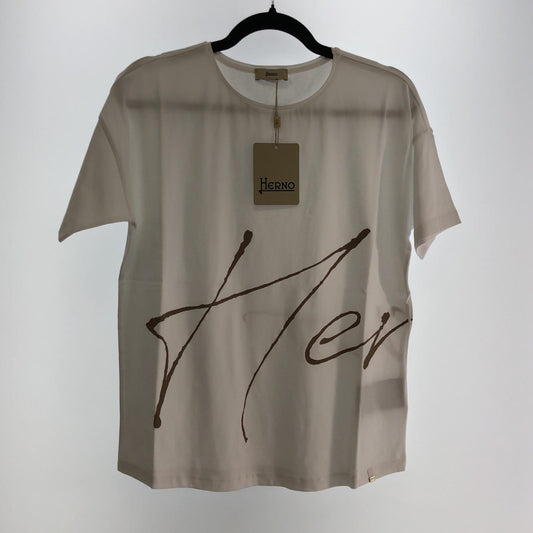 【中古】Herno | ヘルノ 手描き風ロゴプリントTシャツ 半袖Ｔシャツ JG000178D 2023S/S ホワイト サイズ：40