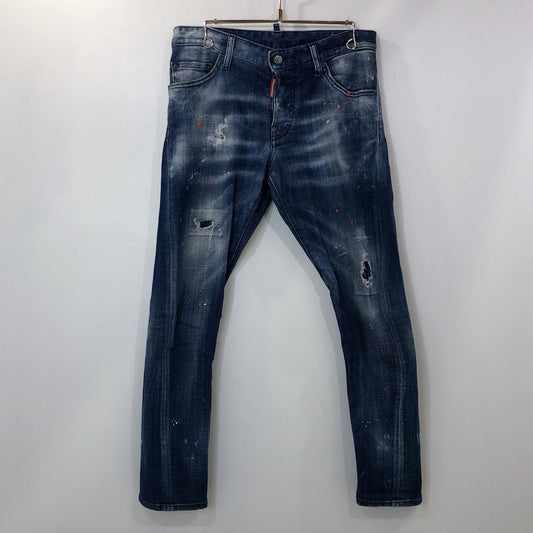 【中古】DSQUARED2 | ディースクエアード SEXY TWIST JEAN デニムパンツ S74LB0822 2020S/S ペイント加工 国内正規品 ブルー サイズ：44