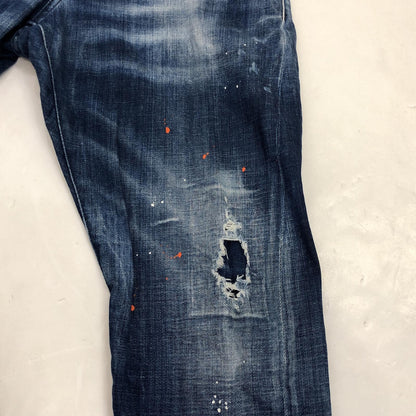 【中古】DSQUARED2 | ディースクエアード SEXY TWIST JEAN デニムパンツ S74LB0822 2020S/S ペイント加工 国内正規品 ブルー サイズ：44