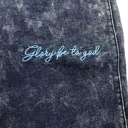【中古】EXAMPLE | イグザンプル ARCH LOGO BLEACH DENIM SWEAT PANTS パンツ 2021S/S ネイビー サイズ：L