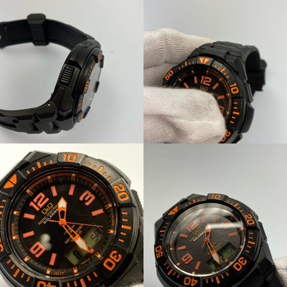 【中古】Q&Q | キューアンドキュー SOLARMATE 腕時計 MD06-315 アナデジ電波ソーラー ブラック