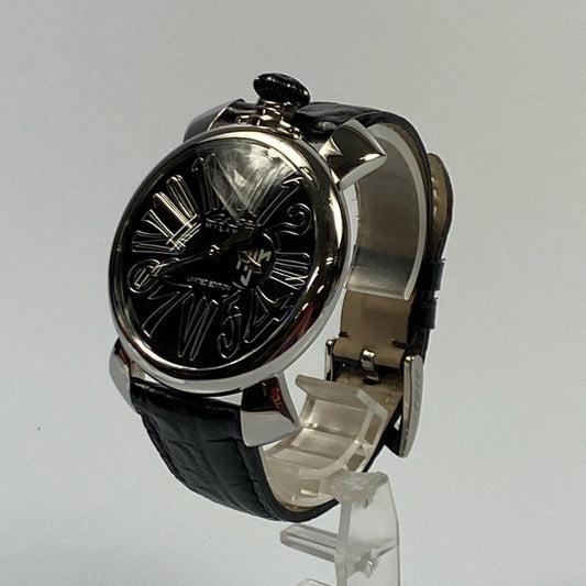 【中古】GaGaMILANO | ガガミラノ MANUALE SLIM 46MM 腕時計 5080.NJ.02 500本限定 アナログクォーツ ブラック