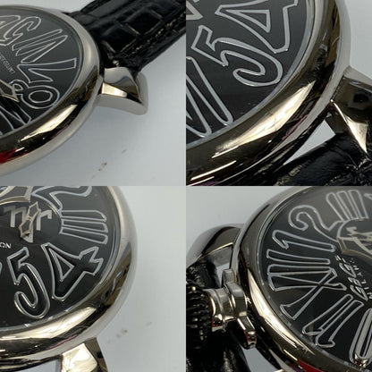 【中古】GaGaMILANO | ガガミラノ MANUALE SLIM 46MM 腕時計 5080.NJ.02 500本限定 アナログクォーツ ブラック