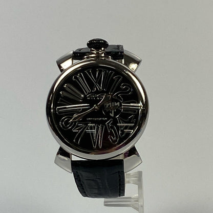 【中古】GaGaMILANO | ガガミラノ MANUALE SLIM 46MM 腕時計 5080.NJ.02 500本限定 アナログクォーツ ブラック