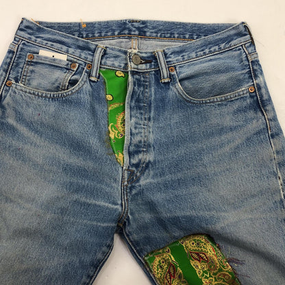 【中古】 KINRAN PATCHWORK DENIM PANTS デニムパンツ 813-20071009 W:33 ブルー