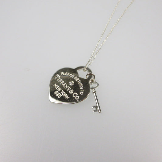 【中古】Tiffany&co | ティファニー RTTハートタグ&キー ネックレス 69683940 0.02CTダイヤモンド