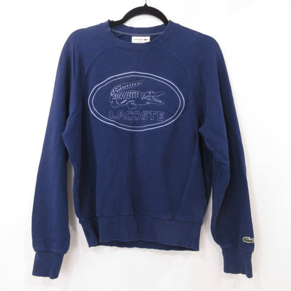 【中古】LACOSTE | ラコステ 鹿の子地スウェットロゴ刺しゅうクルーネック スウェット SH0452 ネイビー サイズ：XS