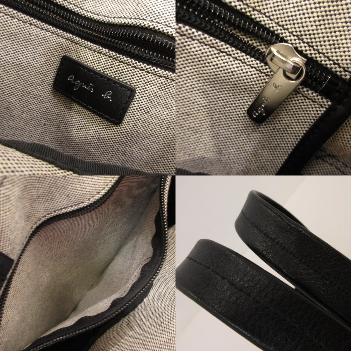 【中古】agnes b. | アニエスベー AKiRA その他バッグ QAH21-01 牛革×キャンバス 2021S/S ブラック