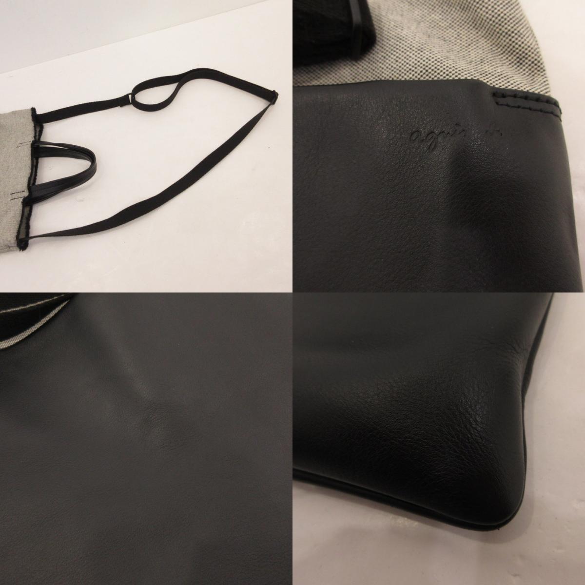 【中古】agnes b. | アニエスベー AKiRA その他バッグ QAH21-01 牛革×キャンバス 2021S/S ブラック