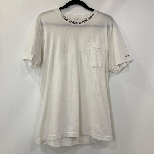 【中古】CHROME HEARTS | クロムハーツ NECK LOGO S/S TEE 半袖Ｔシャツ 2212-304-0010 国内正規品 ホワイト サイズ：L