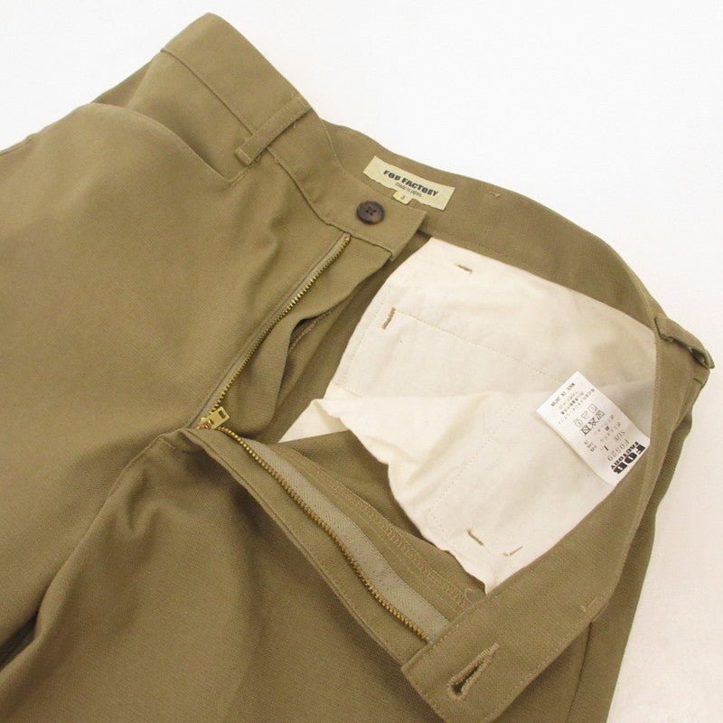 【中古】F.O.B FACTORY | エフオービーファクトリー STA-PREST WIDE TROUSERS パンツ F0529 カーキ サイズ：L