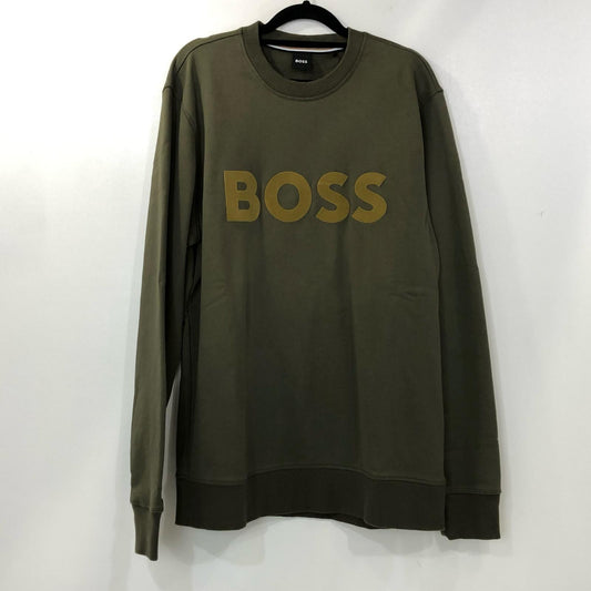 【中古】HUGO BOSS | ヒューゴボス フロックプリントロゴスウェット スウェット 50477309 2023S/S 国内正規品 オリーブ サイズ：L